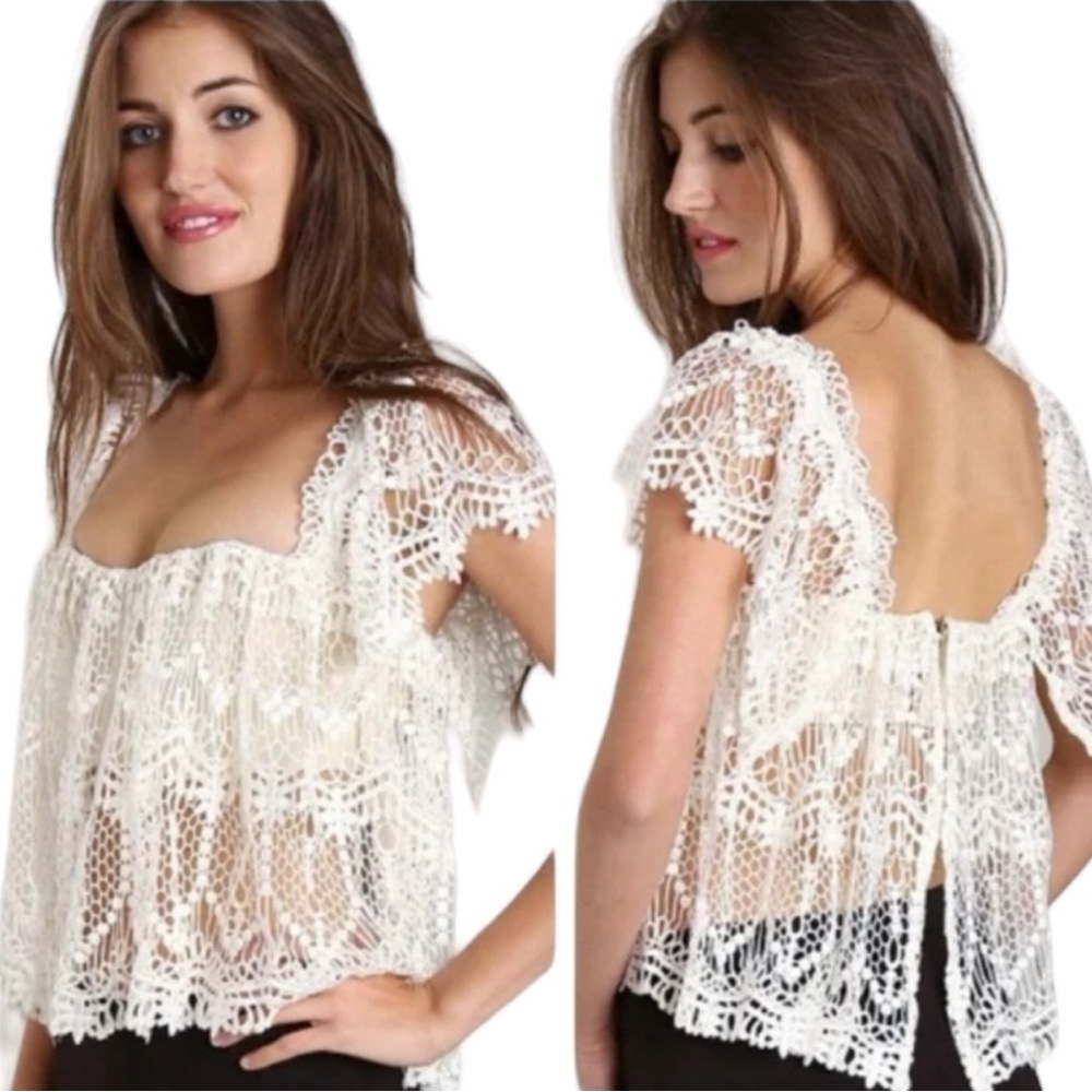 STONE COLD FOX IVORY LACE TUBE TOP SIZE 2